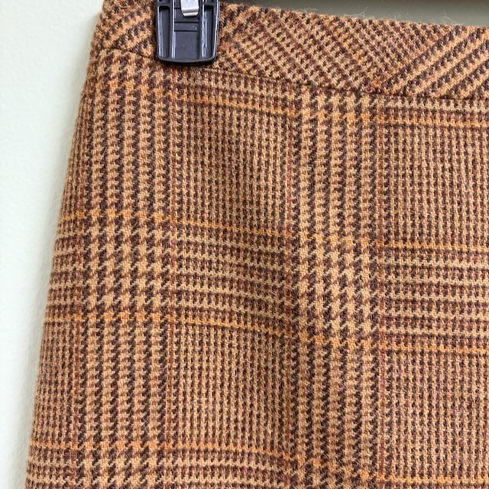 Max Mara Womens Brown Plaid Wool Alpaca Midi Pencil Skirt Size 4 US Academia Y2K - Picture 2 of 8
